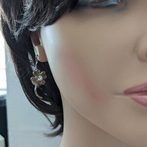 Lot Bundle of 2 Pairs of Earrings One Hoops and flower Pierced Post Cute Fun